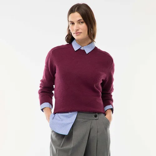 pull en maille grosse jauge à col rond rouge