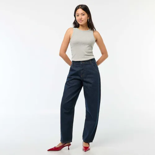 pantalon denim barrel fit bleu