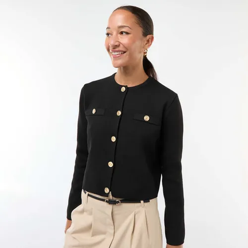 gilet boutons dorés maille texturée noir