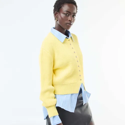 gilet boutonné maille épaisse jaune gilet boutonné maille épaisse jaune