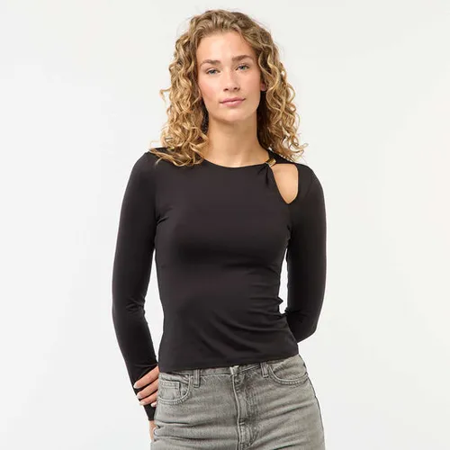 tee-shirt cintré avec détail doré noir tee-shirt cintré avec détail doré noir