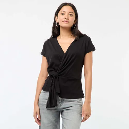 tee-shirt à large encolure cache-coeur noir tee-shirt à large encolure cache-coeur noir