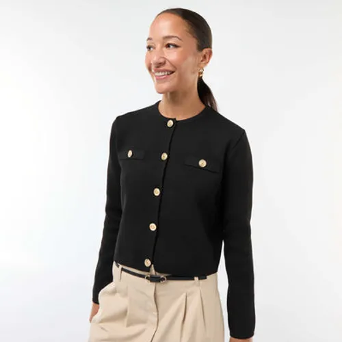 gilet boutons dorés maille texturée noir