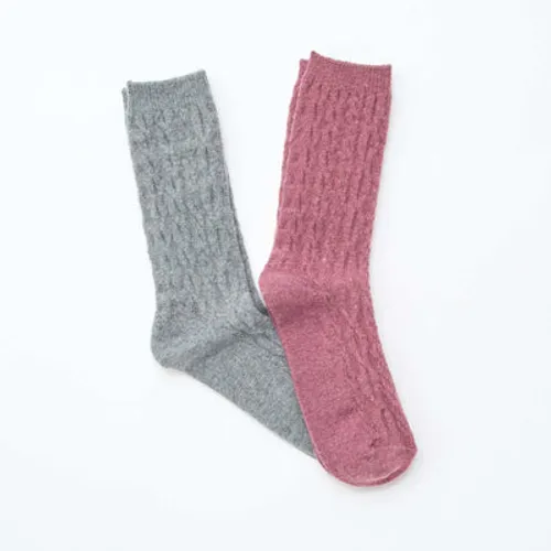 lot de 2 paires de chaussettes en laine torsadée gris