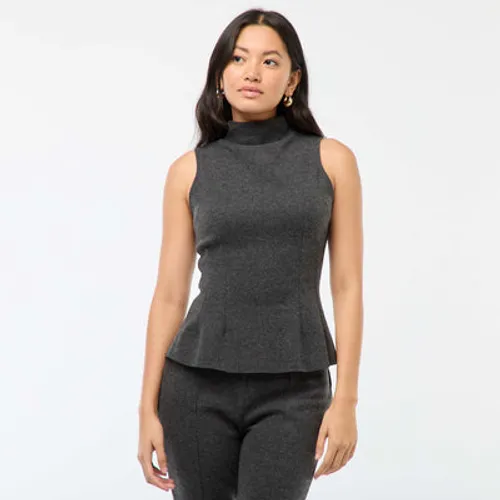 top cintré en maille doudou gris