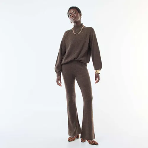 legging côtelée en matière douce marron