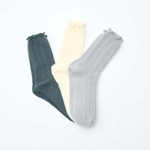 chaussettes fantaisie avec finitions froufrous kaki