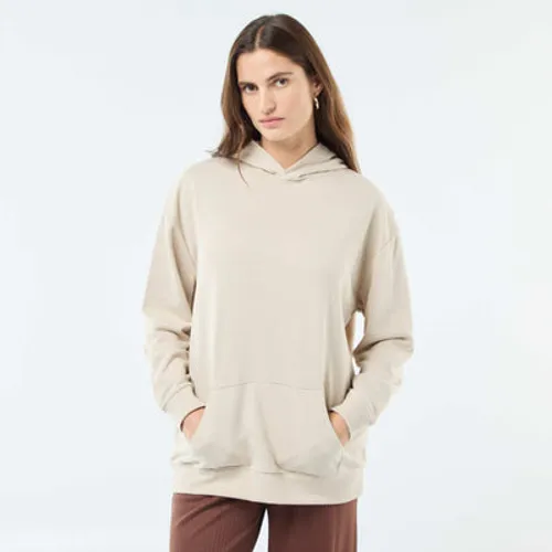 sweat à capuche uni en coton beige
