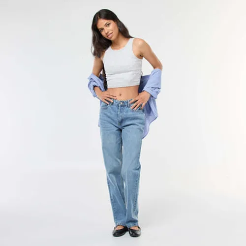 jean straight taille haute double stone