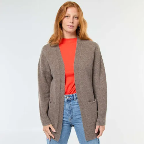 gilet long ouvert marron