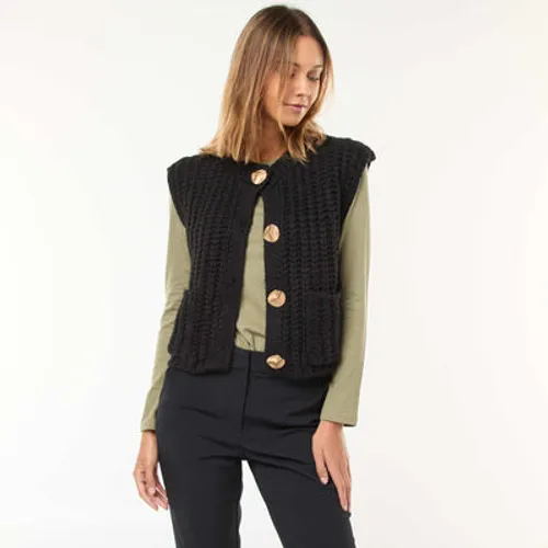 gilet sans manches avec ouverture à larges boutons martelés noir