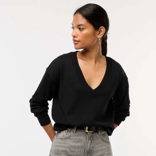 pull en maille fine col v noir