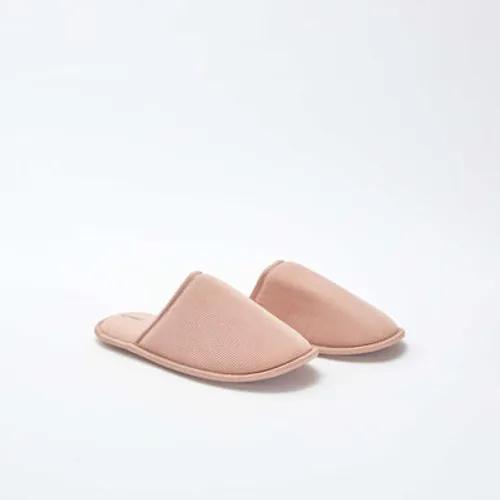 chaussons mules en velours rose