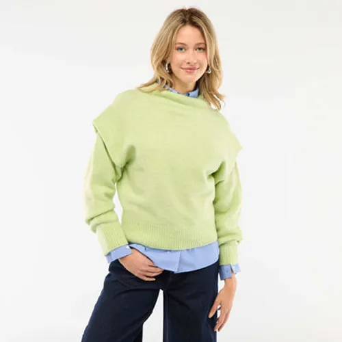 pull chaud à col montant vert