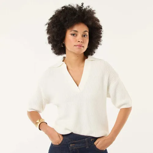 pull esprit polo avec encolure v blanc