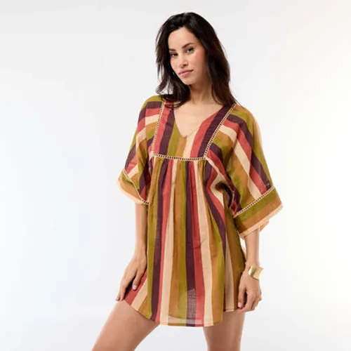 robe de plage mi-longue marron