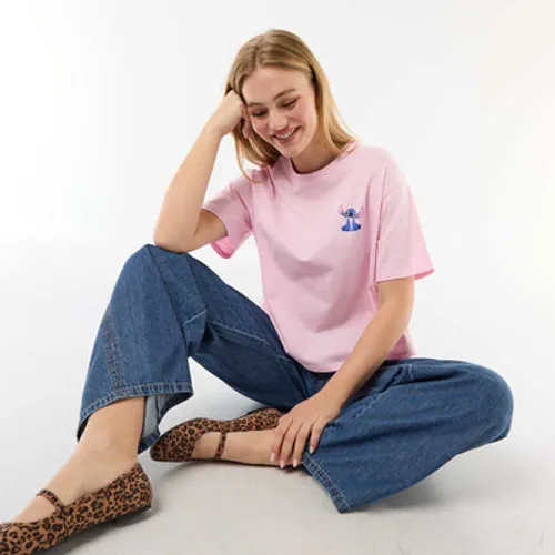 tee-shirt imprimé 'stitch' rose
