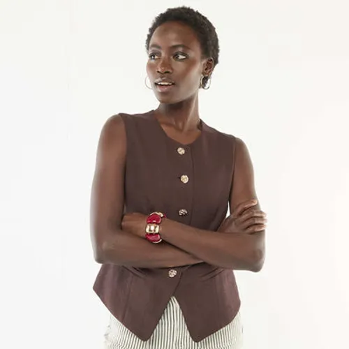 veste de tailleur avec boutons dorés marron veste de tailleur avec boutons dorés marron