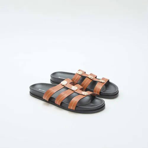 mules avec boutons dorés fantaisies marron mules avec boutons dorés fantaisies marron