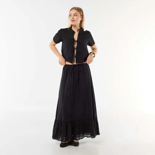 jupe longue évasée avec macramé noir jupe longue évasée avec macramé noir