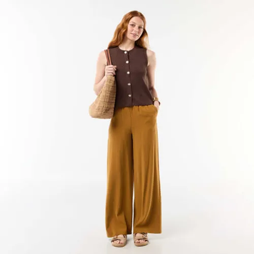 pantalon large en matière fluide marron pantalon large en matière fluide marron