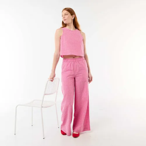 pantalon large à motif vichy rose pantalon large à motif vichy rose