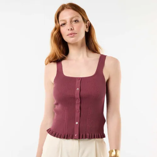 débardeur côtelé avec ouverture boutonnée factice devant rose débardeur côtelé avec ouverture boutonnée factice devant rose