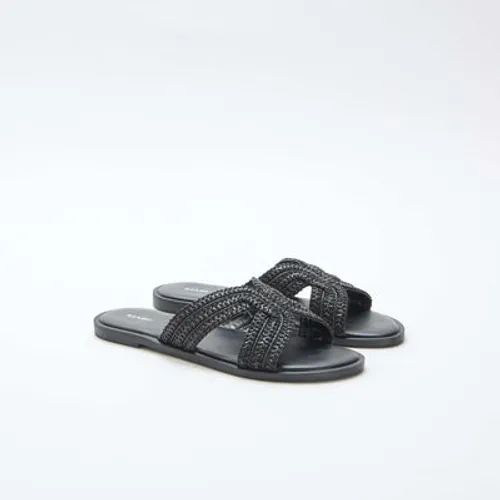 paire de mules en brides de paille noir paire de mules en brides de paille noir