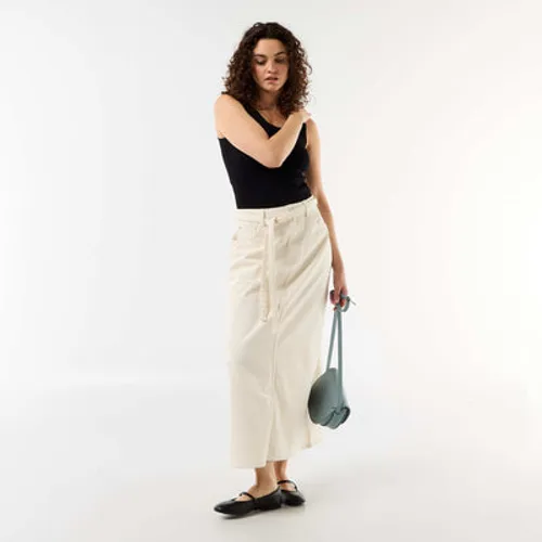 jupe longue en jean blanc