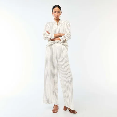 pantalon palazzo en lin mélangé blanc