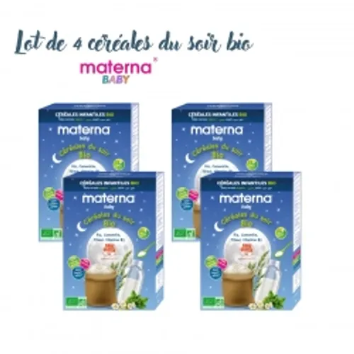 Lot de 4 céréales du soir bio materna 200 gr Lot de 4 céréales du soir bio materna 200 gr